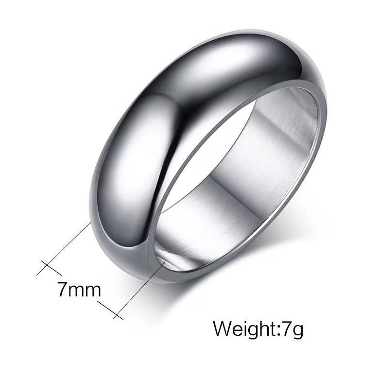 Silver Titanium Round Ring For Men