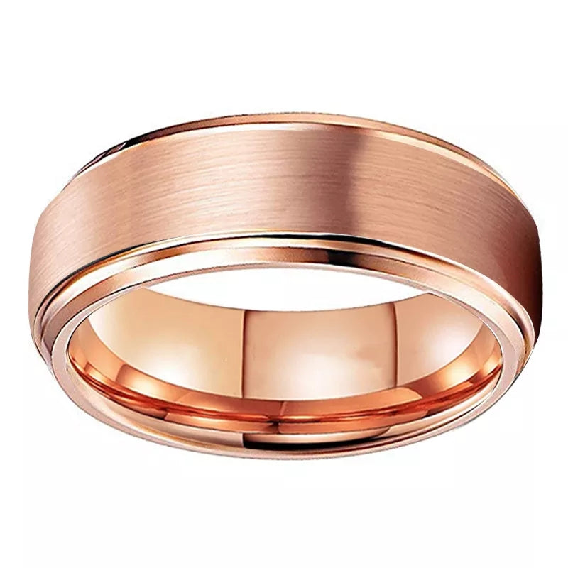 Rose Gold Beveled Edges Titanium Ring For Men