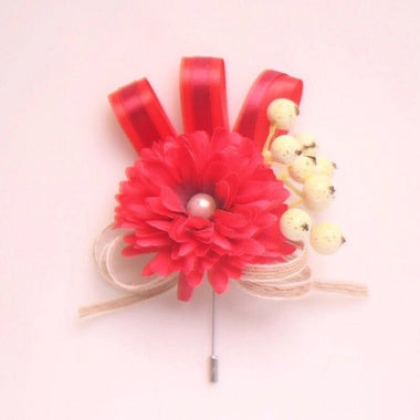 Red Flower Wedding Corsage For Men