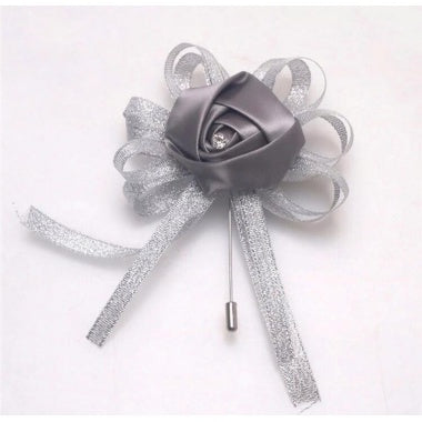 Grey Flower Wedding Corsage Lapel Pin For Men