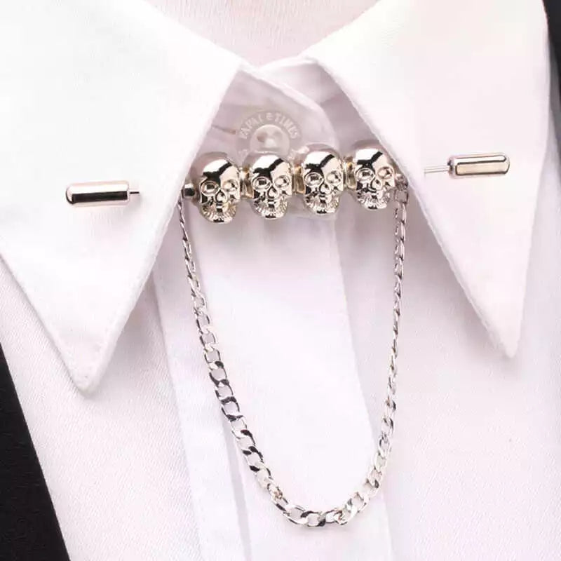 Gold Skulls Chain Collar Bar For Men
