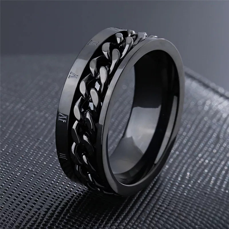 Black Rotating Spinner Ring For Men1