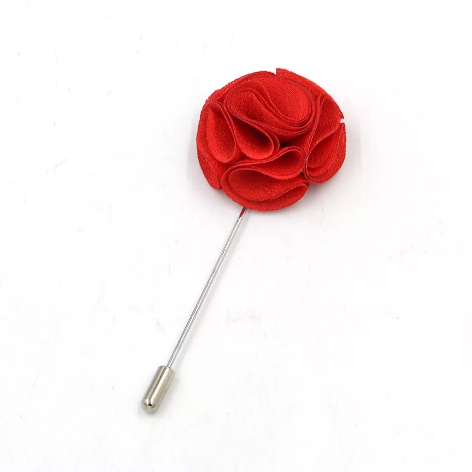 DAPPER DAY Bow Tie Flower Lapel Pin, Red