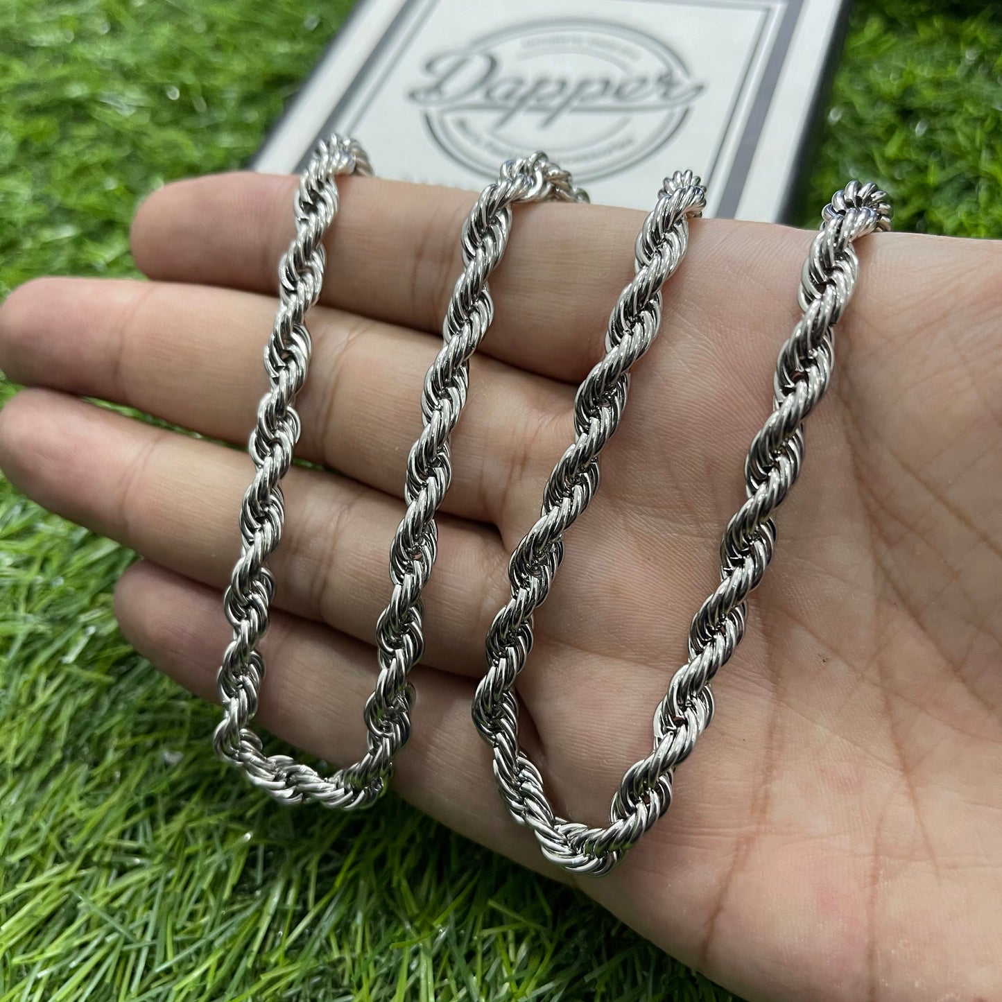6mm silver stainless steel twisted rope neck chain for men in pakistan