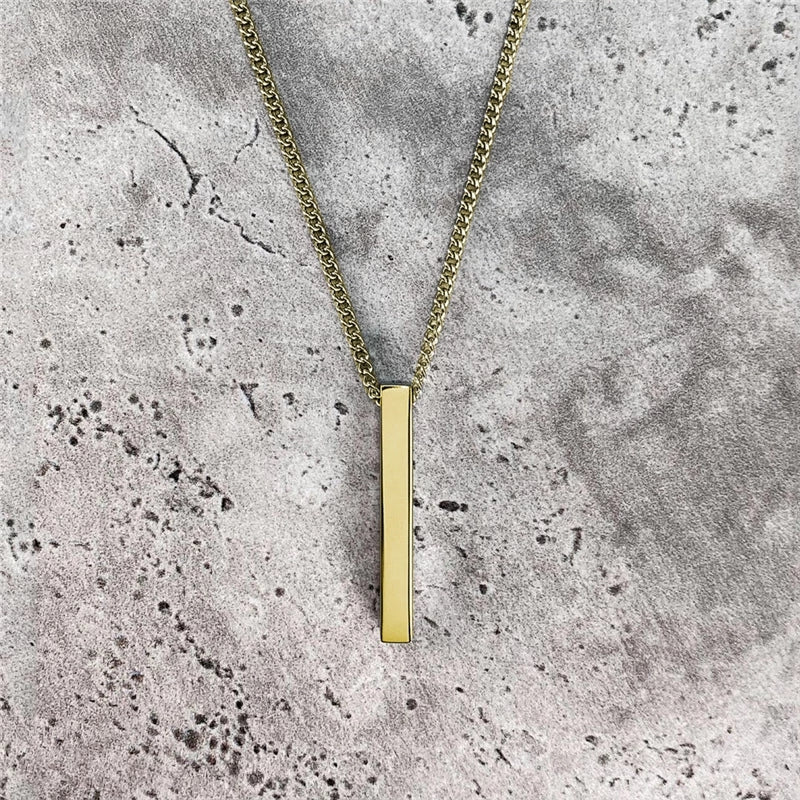 Gold vertical deals bar pendant necklace