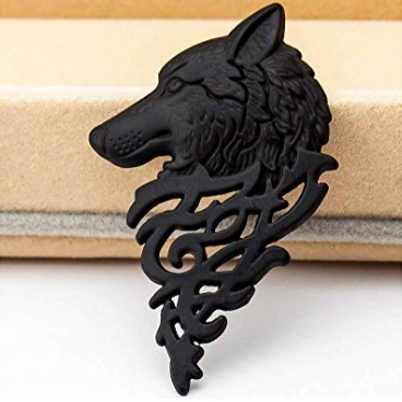 Black Wolf Head brooch lapel pin in Pakistan