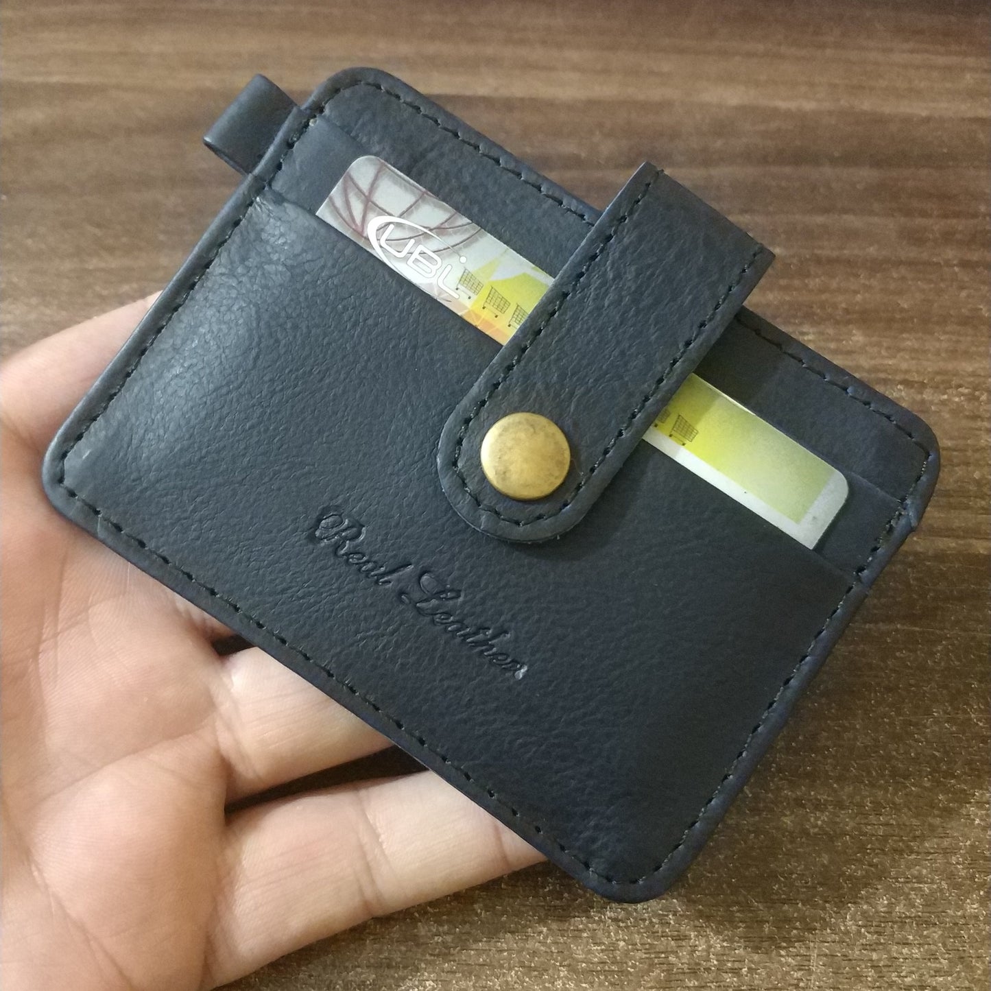 Blue Real Leather Wallet Card Holder In Pakistan