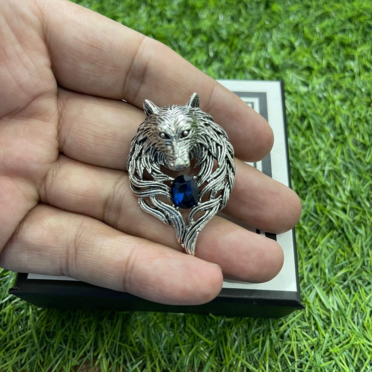 Silver 3D Wolf Brooch Lapel Pin For Men Suit