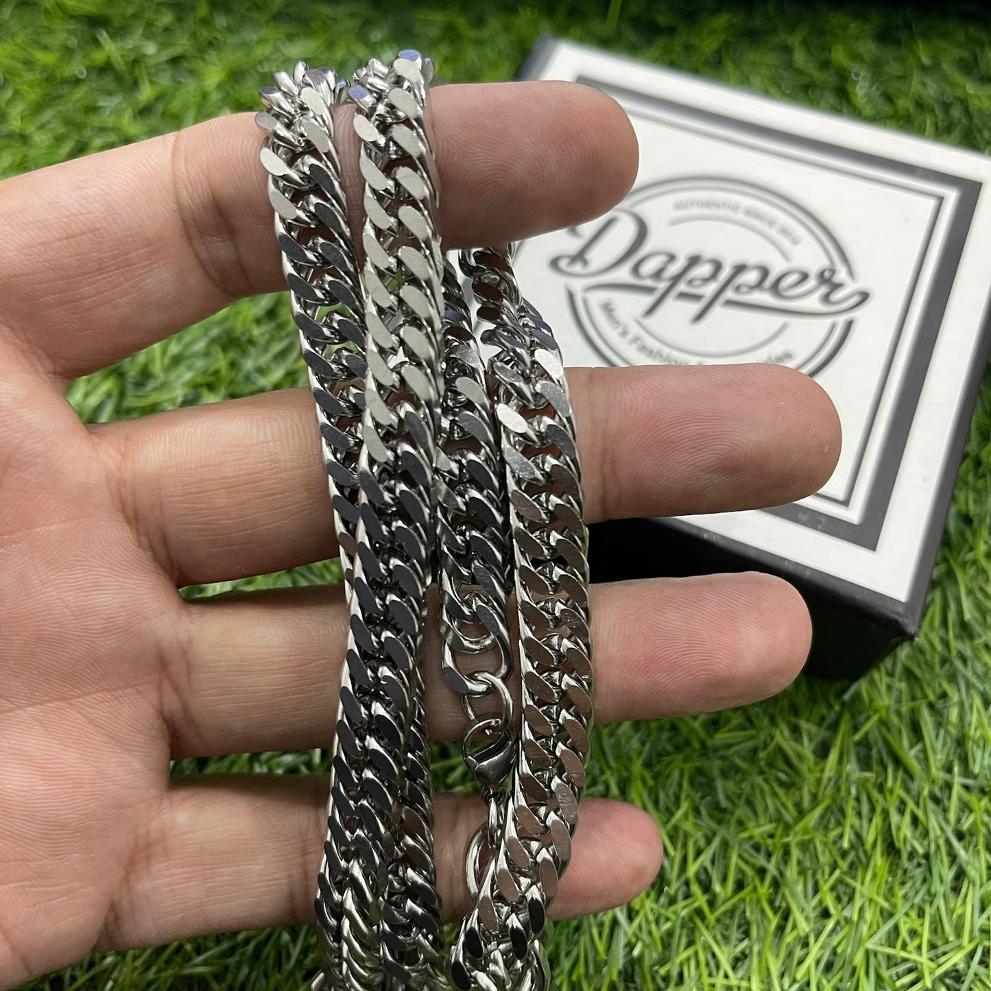 10mm Short Silver Cuban Neck Chain