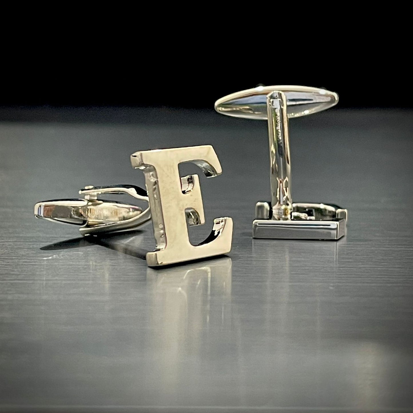 E Letter Alphabet Silver Cufflink