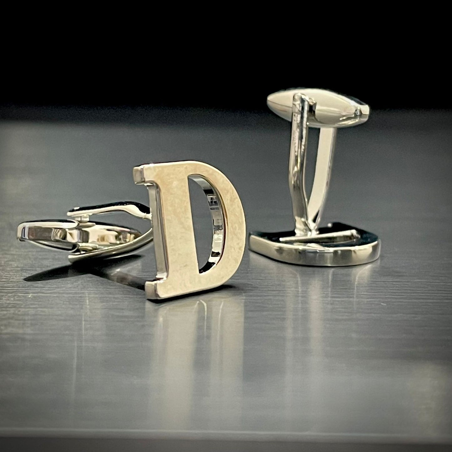D Letter Alphabet Silver Cufflink