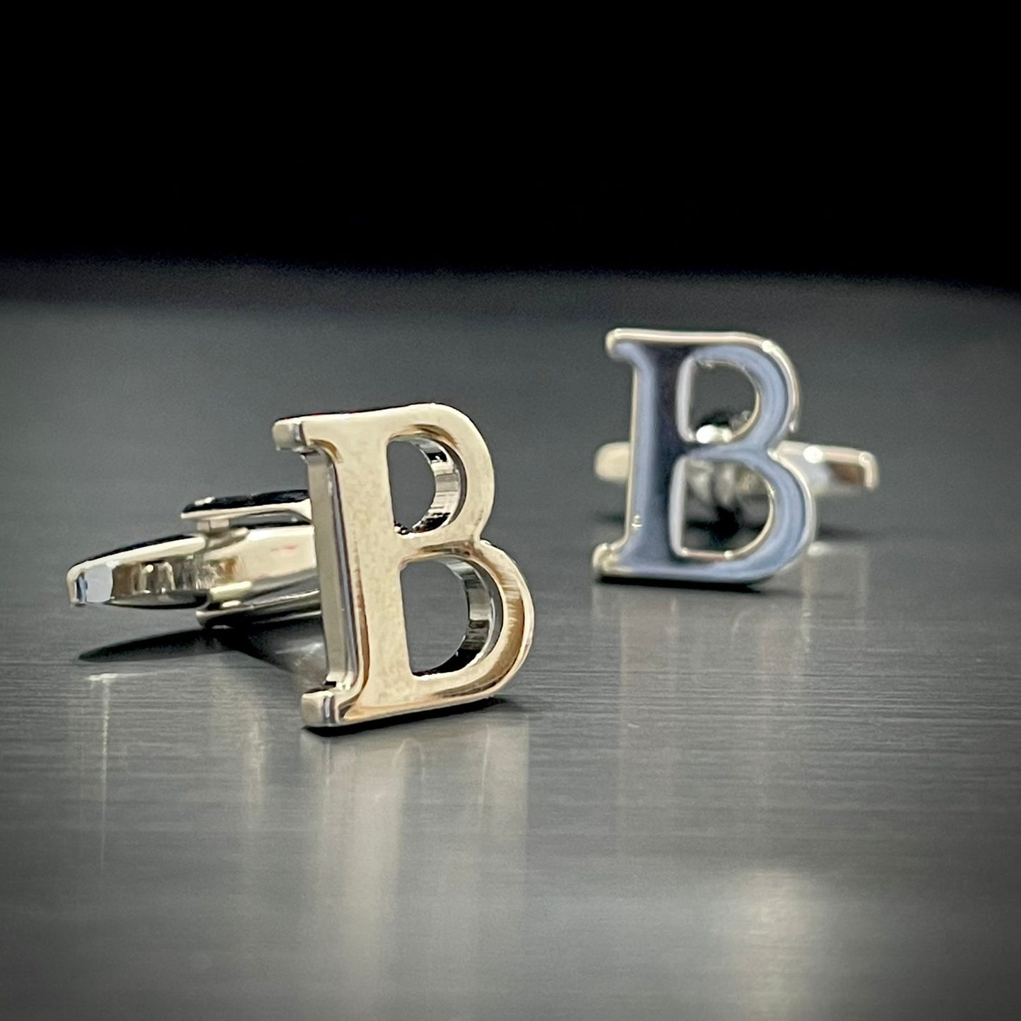 B Letter Alphabat Silver Cufflink