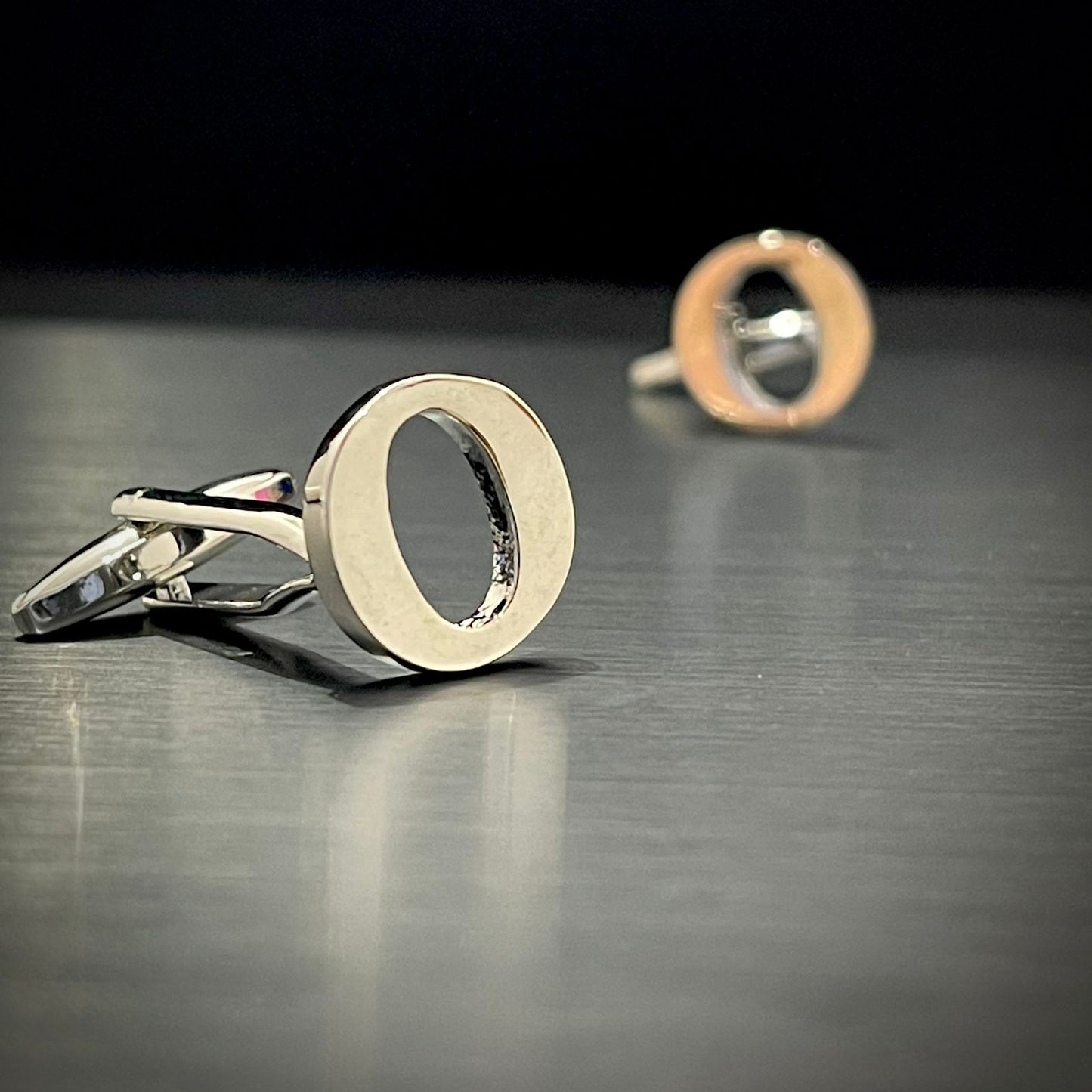 O Letter Alphabet Silver Cufflink
