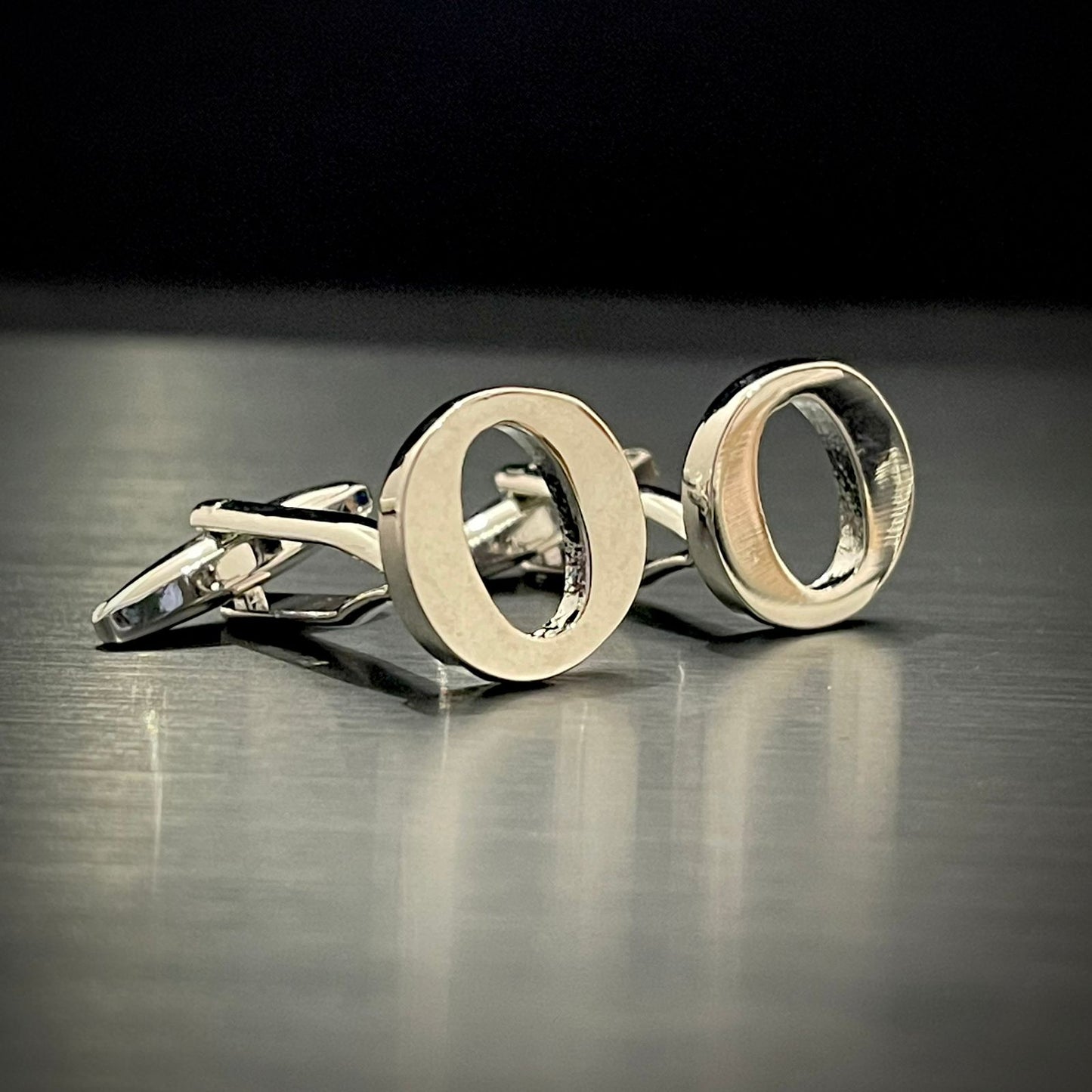 O Letter Alphabet Silver Cufflink