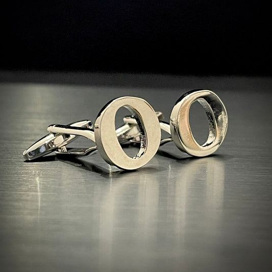 O Letter Alphabet Silver Cufflink