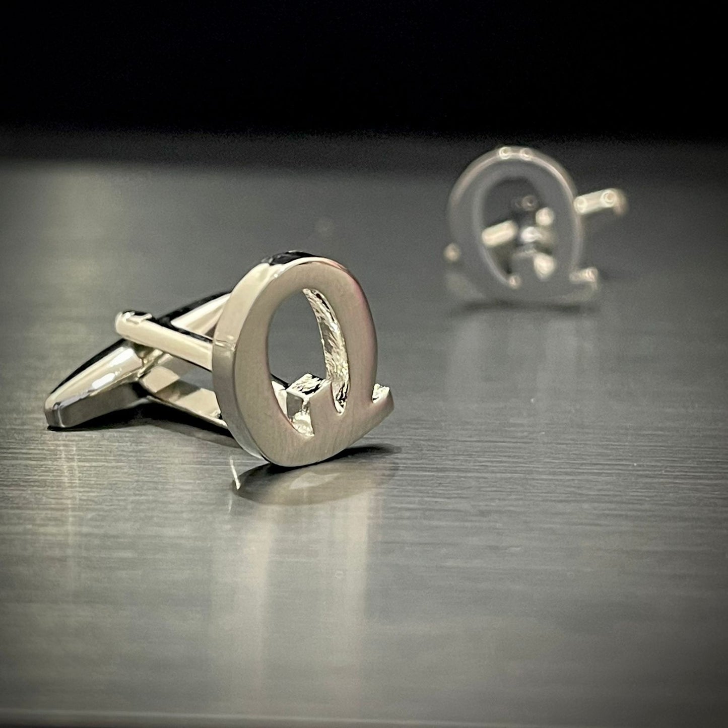 Q Letter Alphabet Silver Cufflink