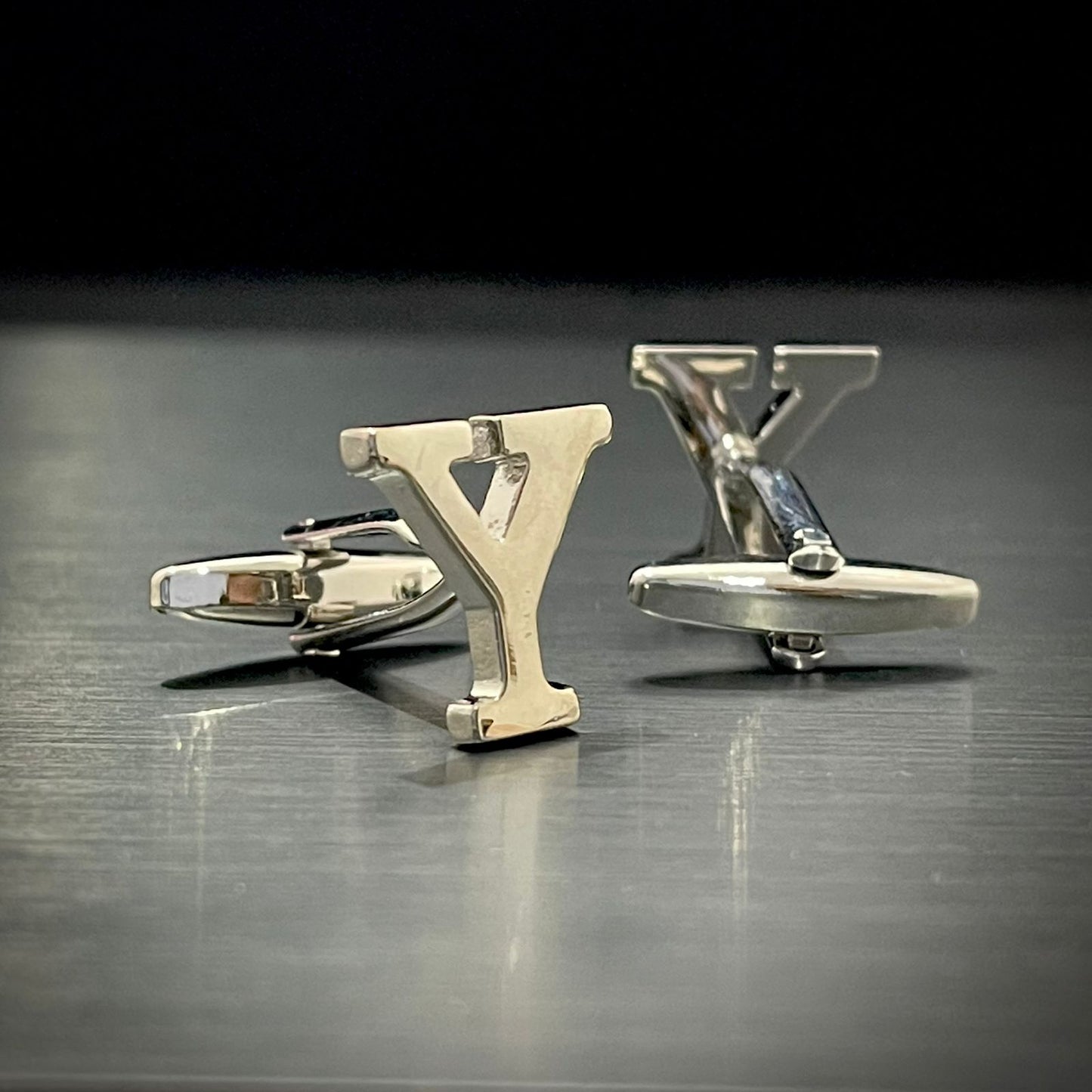 Y Letter Alphabet Silver Cufflink