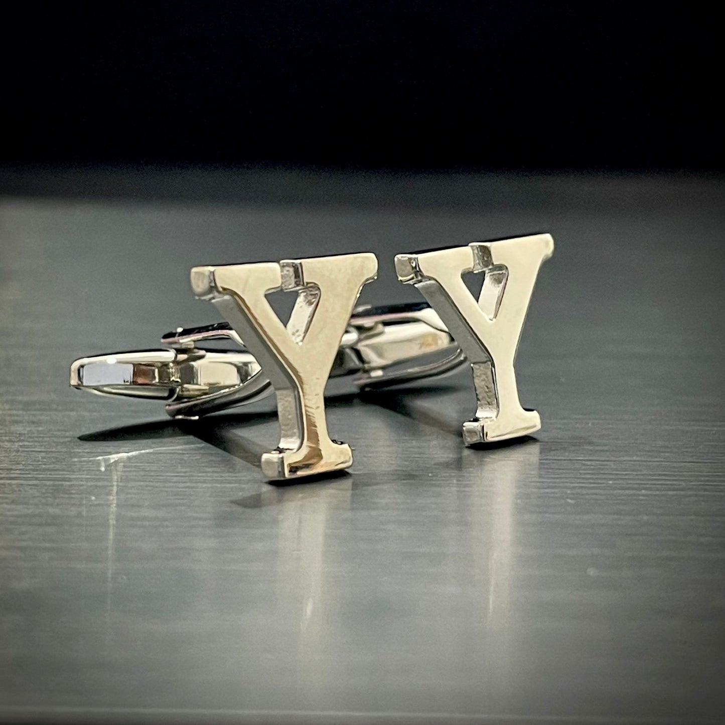 Y Letter Alphabet Silver Cufflink