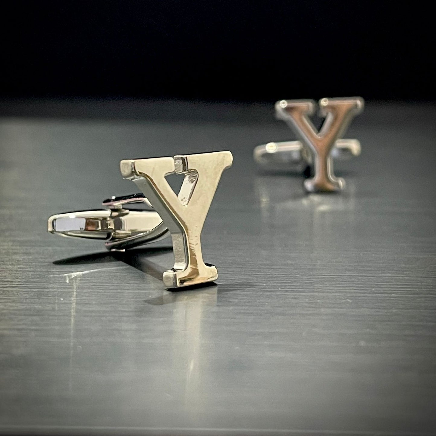 Y Letter Alphabet Silver Cufflink
