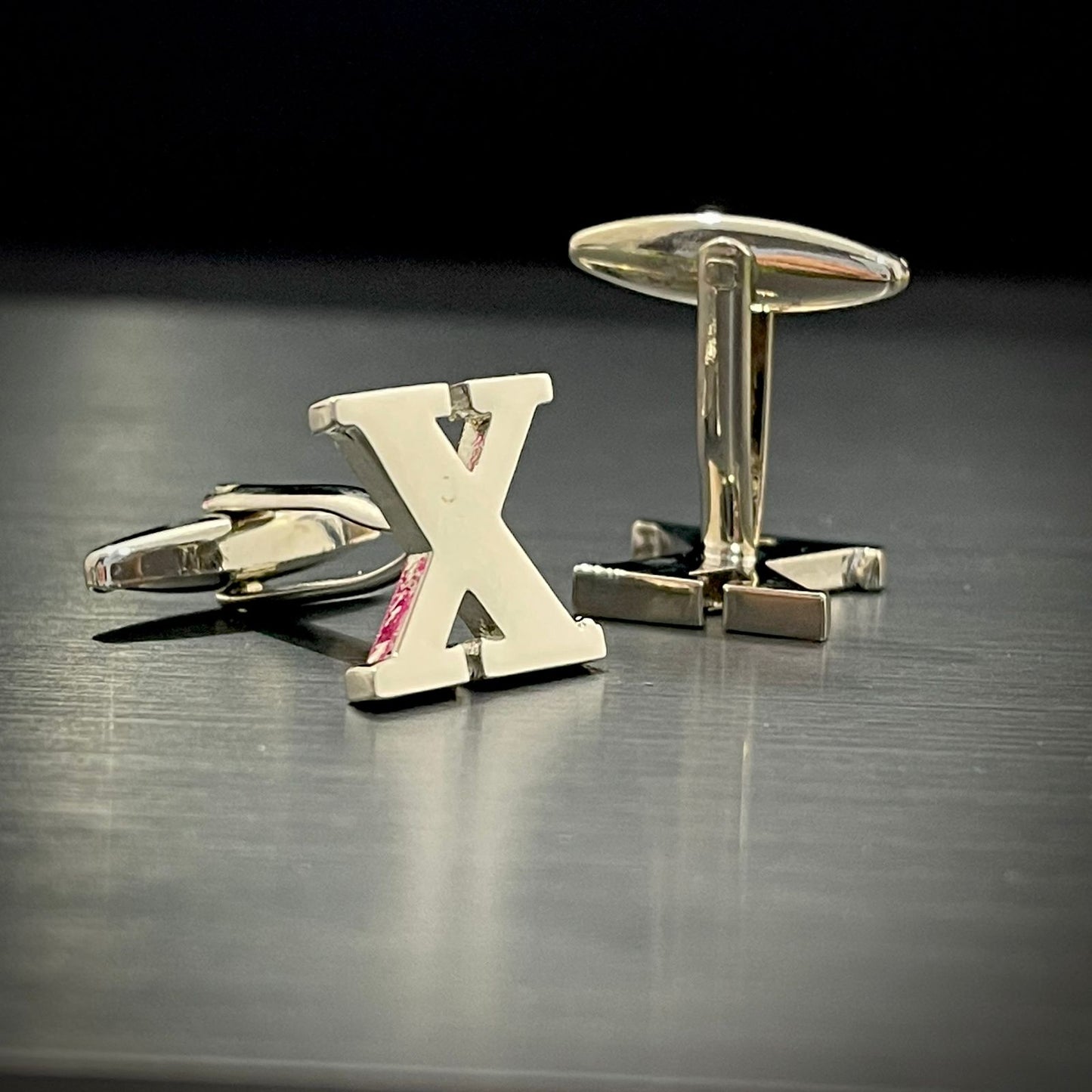 X Letter Alphabet Silver Cufflink