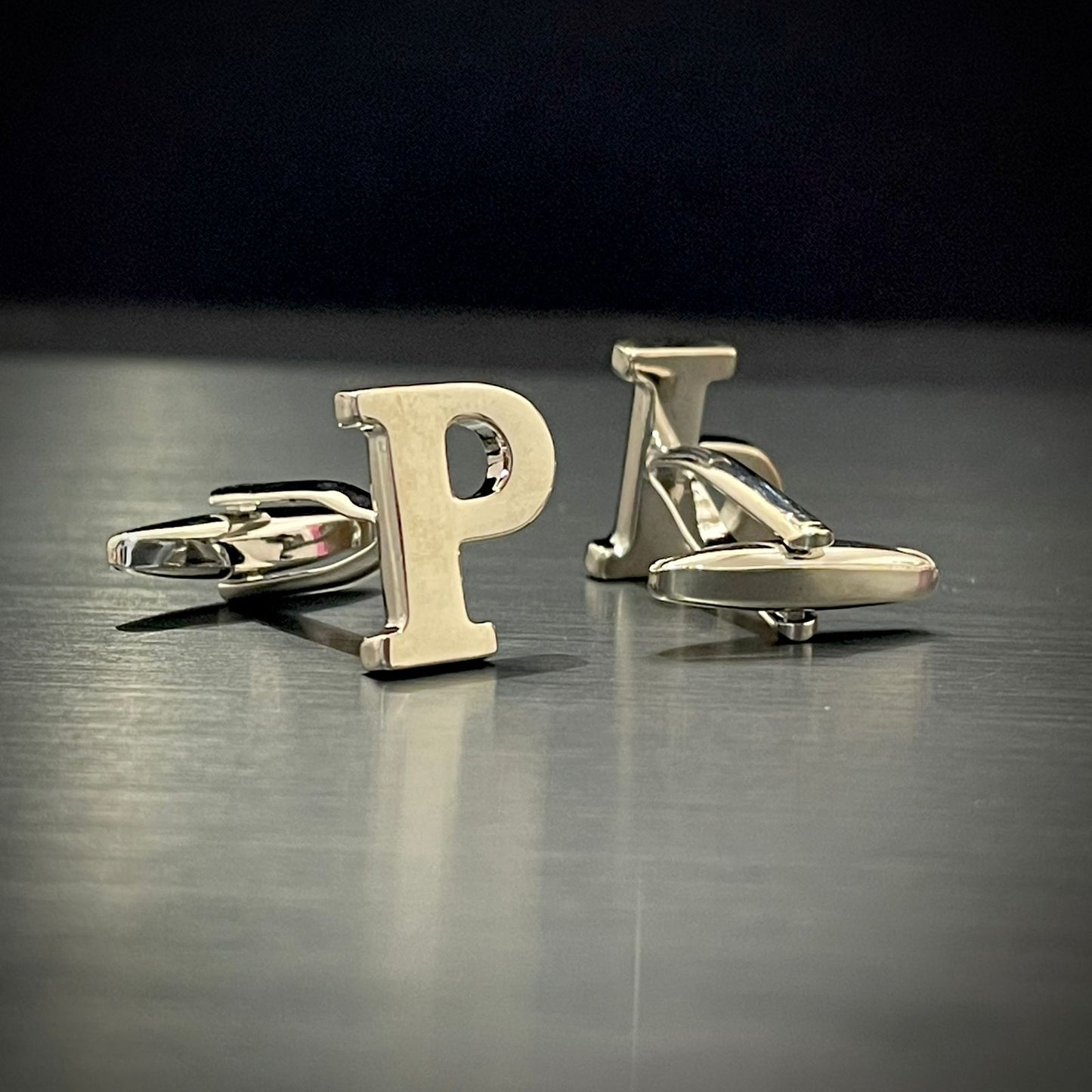 P Letter Alphabet Silver Cufflink