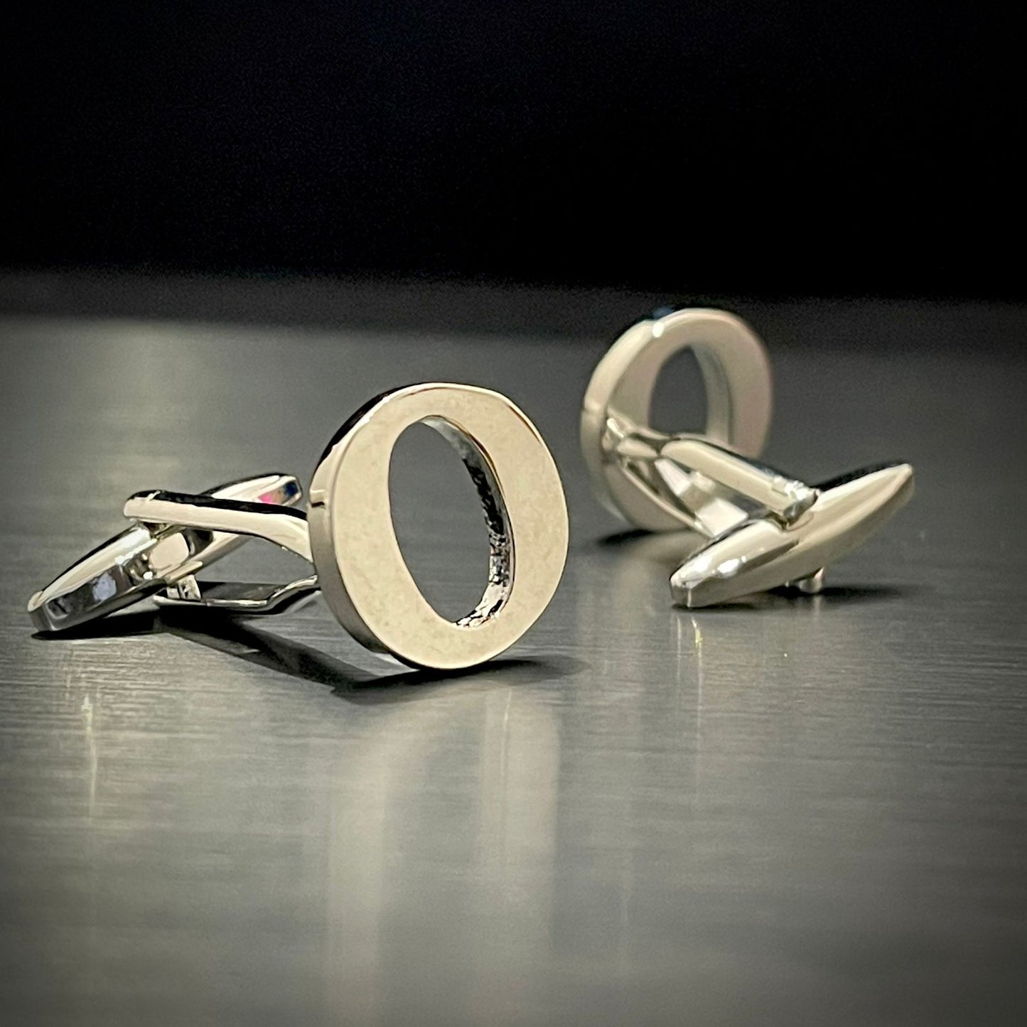 O Letter Alphabet Silver Cufflink
