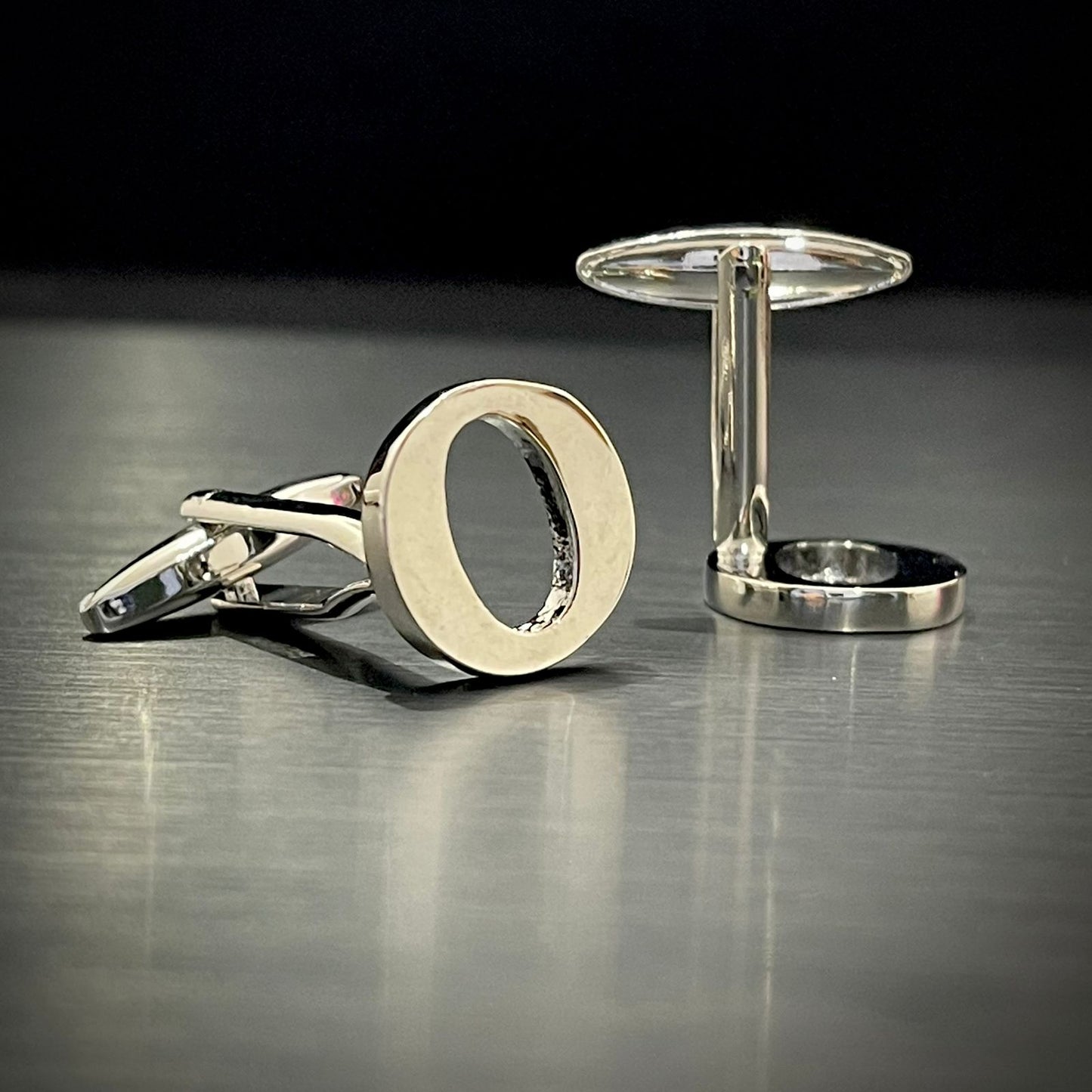 O Letter Alphabet Silver Cufflink