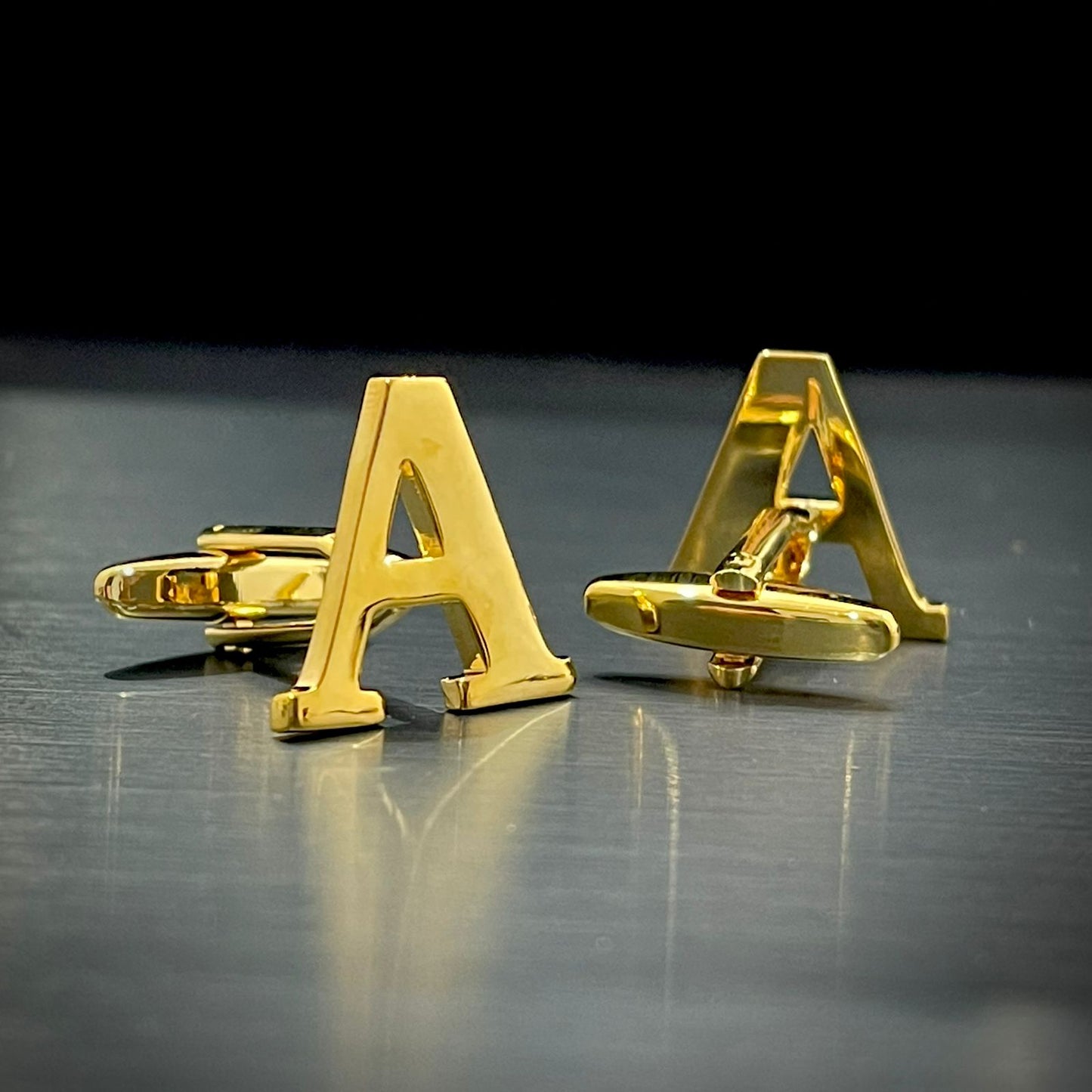 A Letter Alphabet Gold Cufflink
