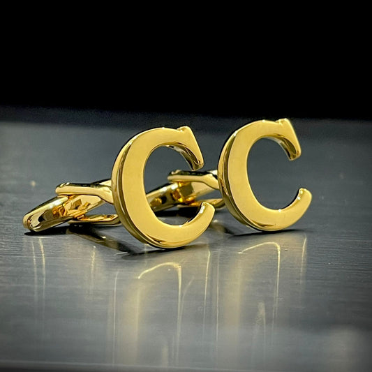 C Letter Alphabet Name Initial Golden Cufflinks For Men Online In Pakistan