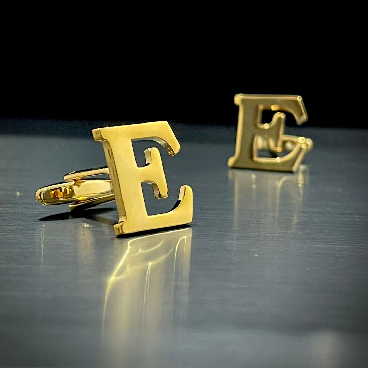 E Letter Alphabet Name Initial Golden Cufflinks For Men Online In Pakistan