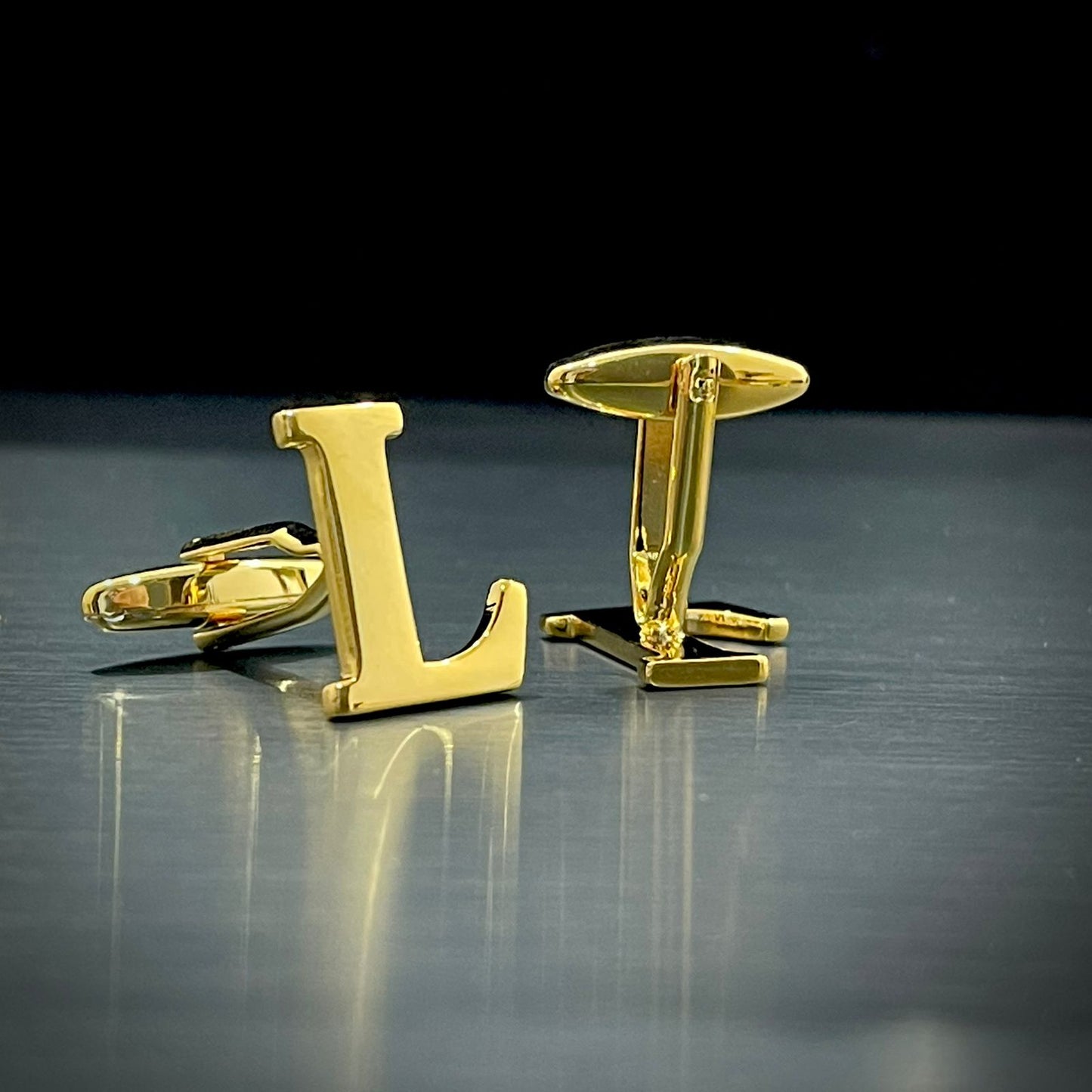 L Letter Alphabet Name Initial Golden Cufflinks For Men Online In Pakistan