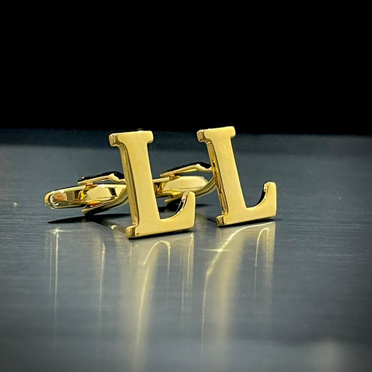 L Letter Alphabet Name Initial Golden Cufflinks For Men Online In Pakistan