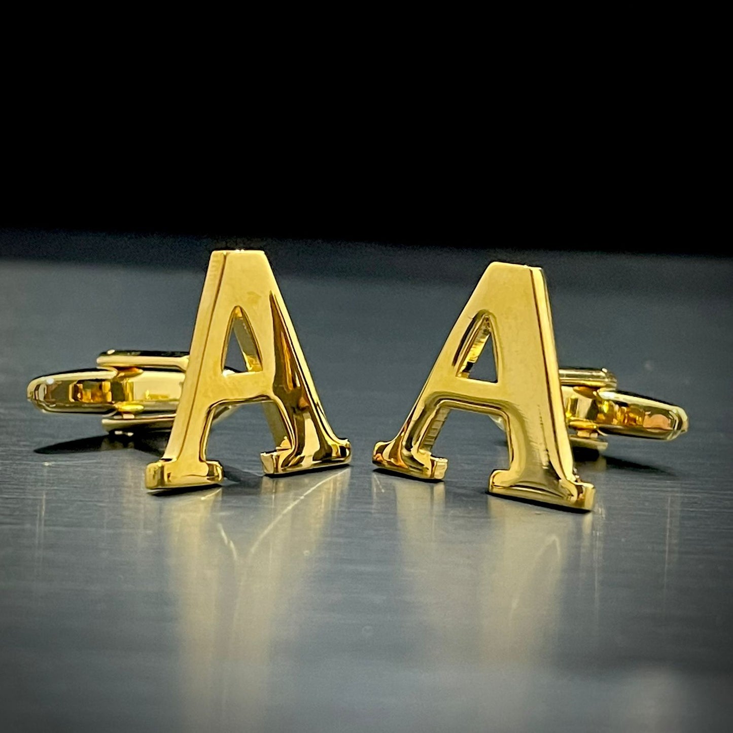 A Letter Alphabet Gold Cufflink