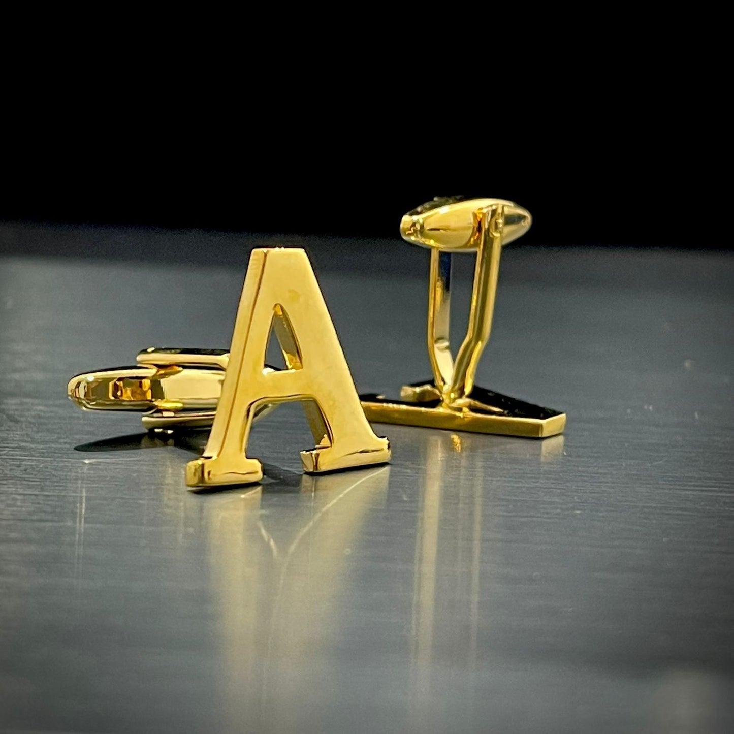A Letter Alphabet Gold Cufflink