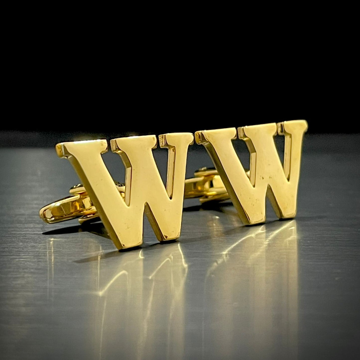 W Letter Alphabet Name Initial Golden Cufflinks For Men Online In Pakistan