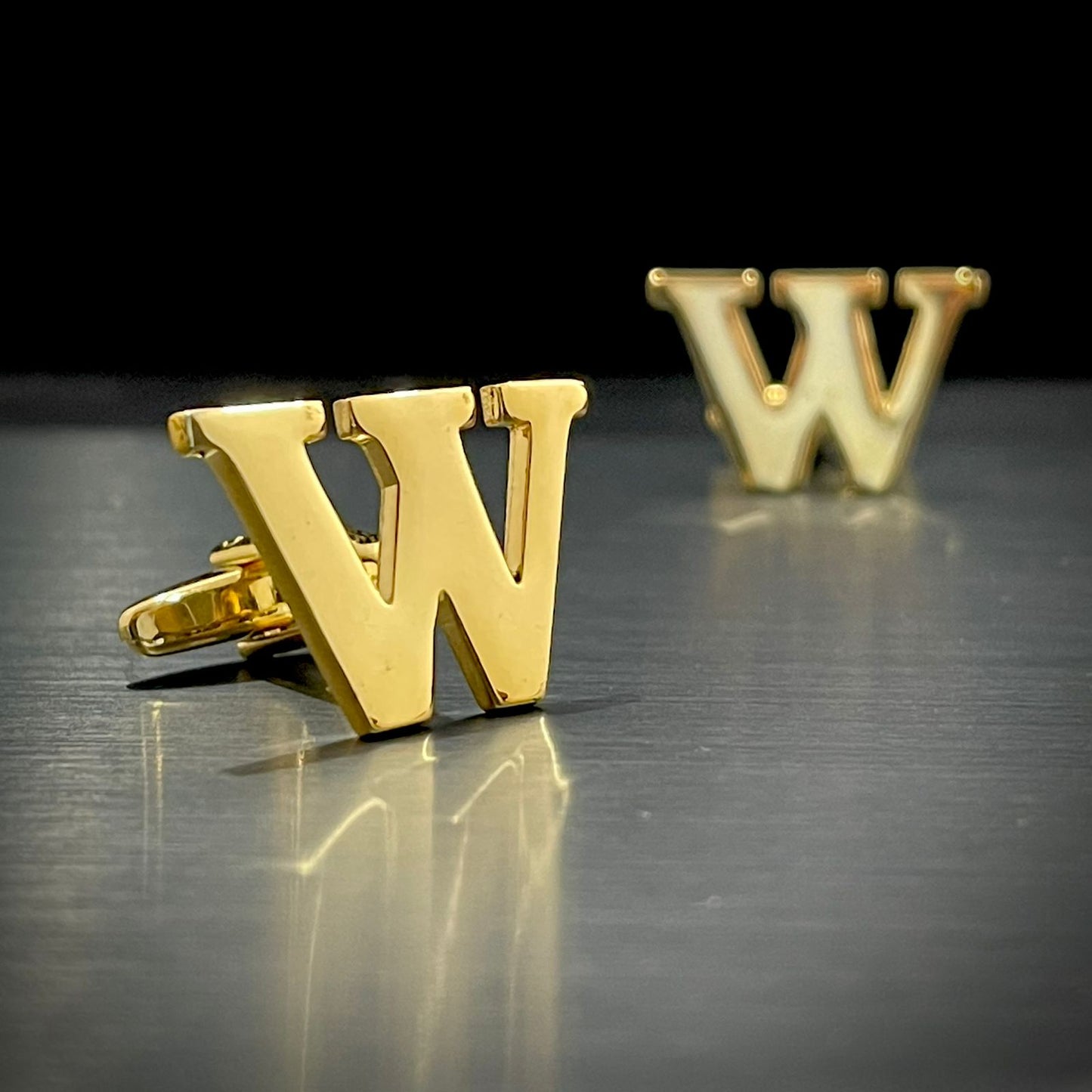 W Letter Alphabet Name Initial Golden Cufflinks For Men Online In Pakistan