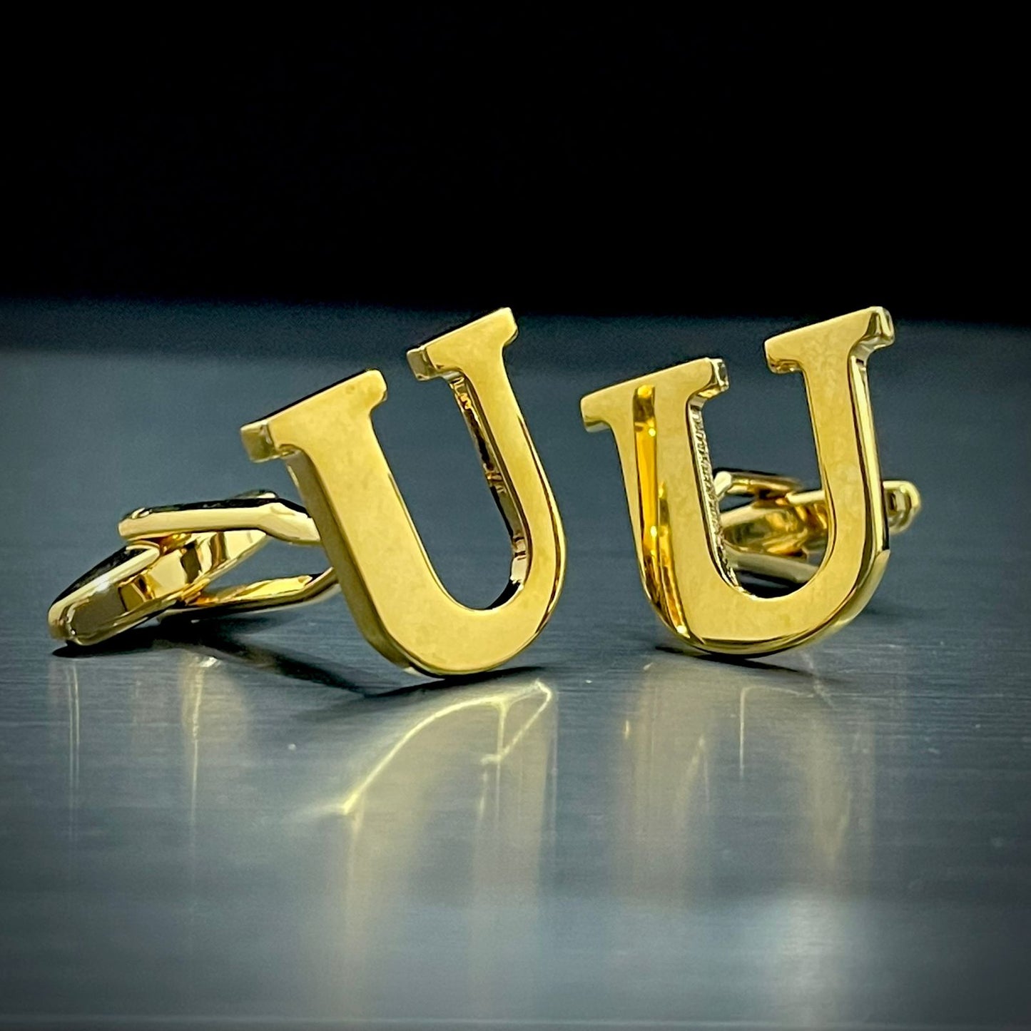 U Letter Alphabet Name Initial Golden Cufflinks For Men Online In Pakistan