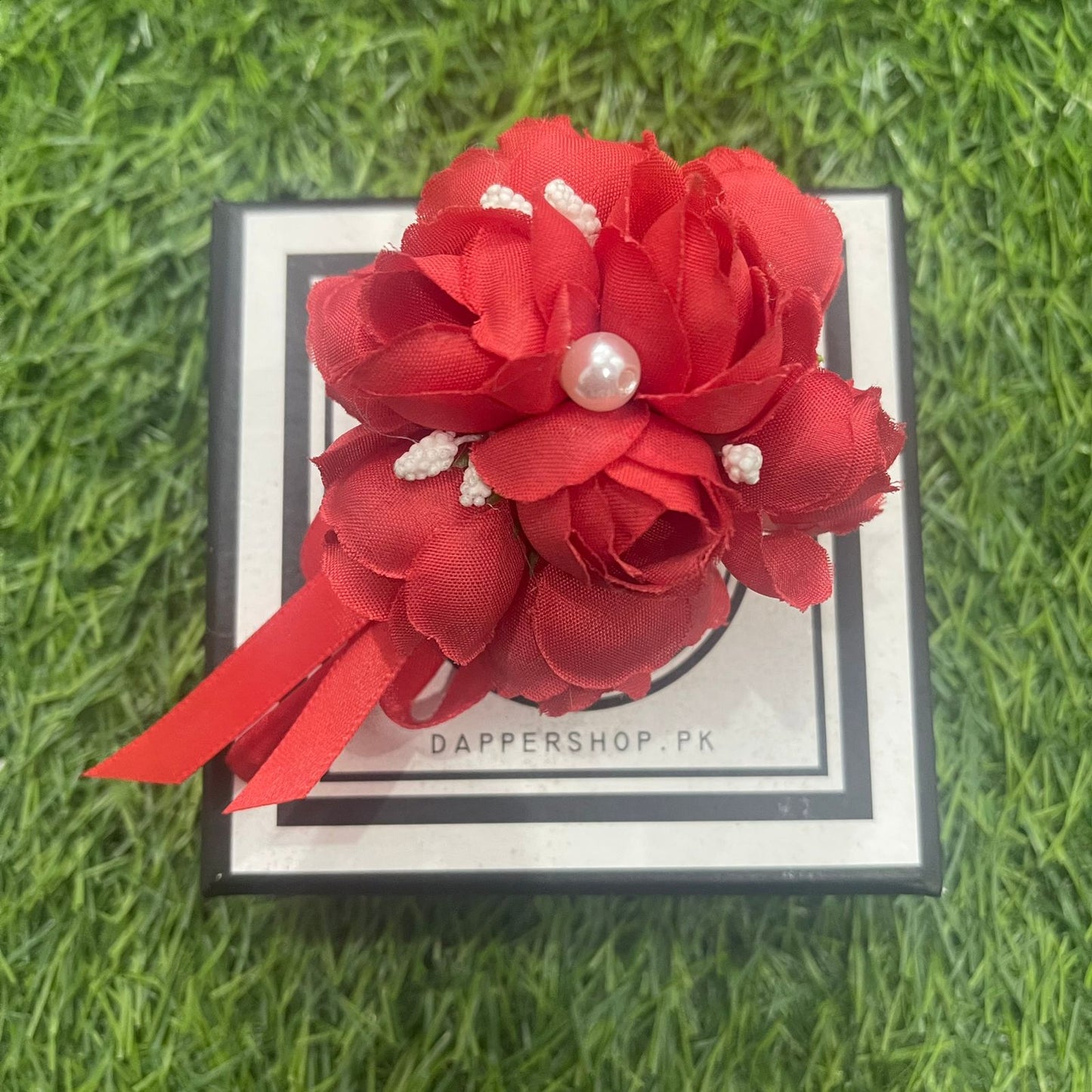 Red Wedding Boutonniere Corsage For Men's Suit