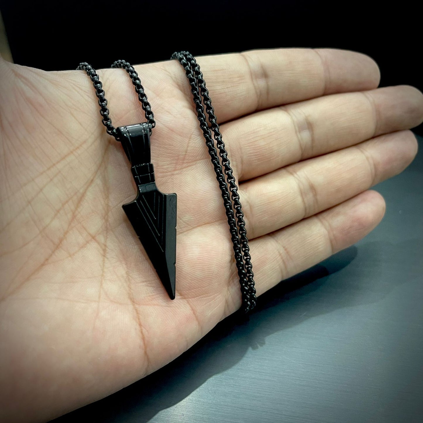 Black Stainless Steel Arrow Head Pendant Necklace for men in Pakistan