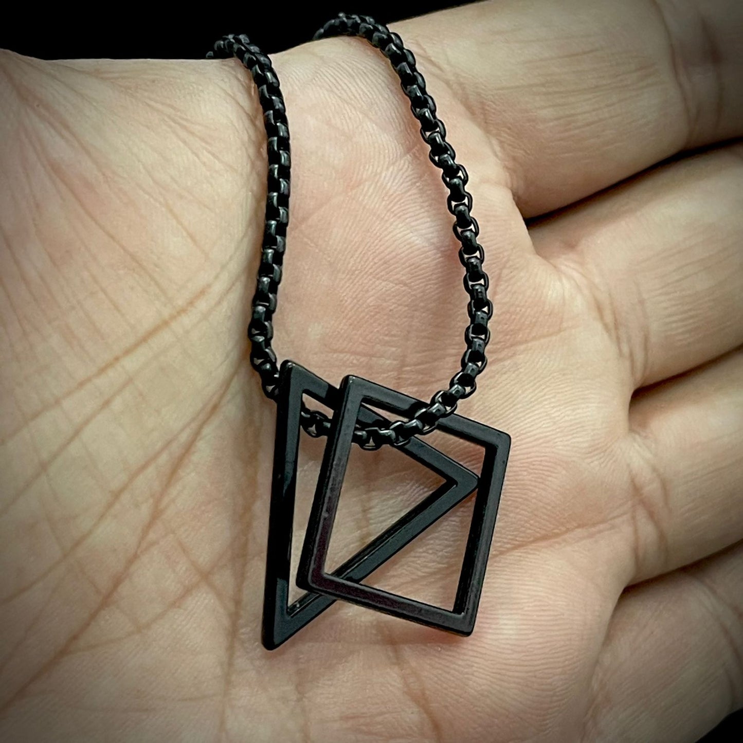 stainless steel geometric black pendent for men online in Pakistan