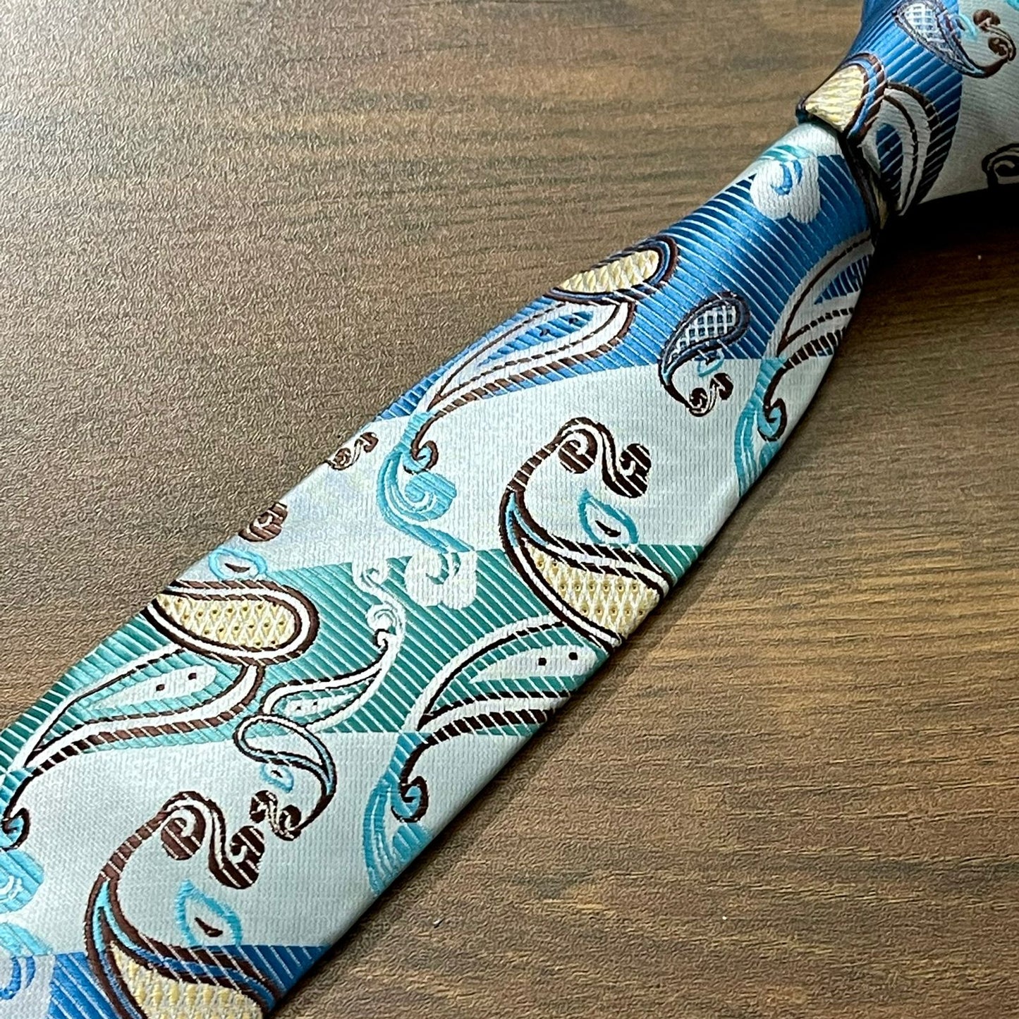 Blue And Green Paisley Tie Set For Men