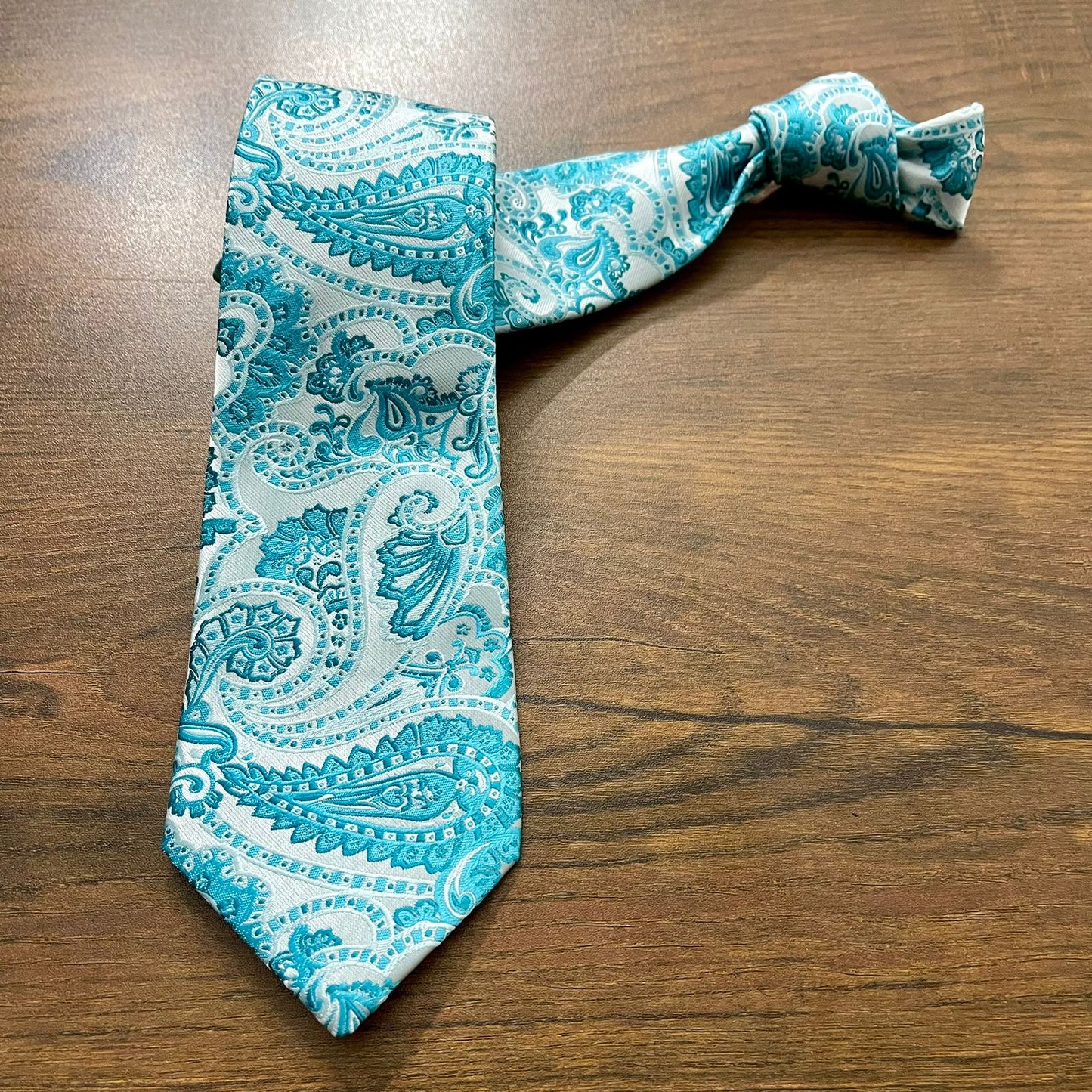 Turquoise Paisley Floral Neck Tie