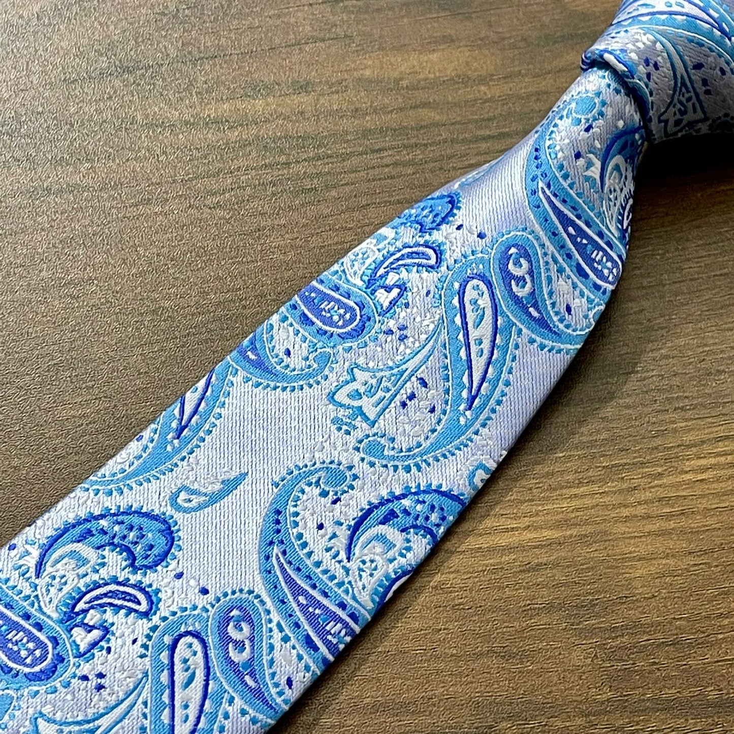 Sky Blue Paisley Neck Tie Set