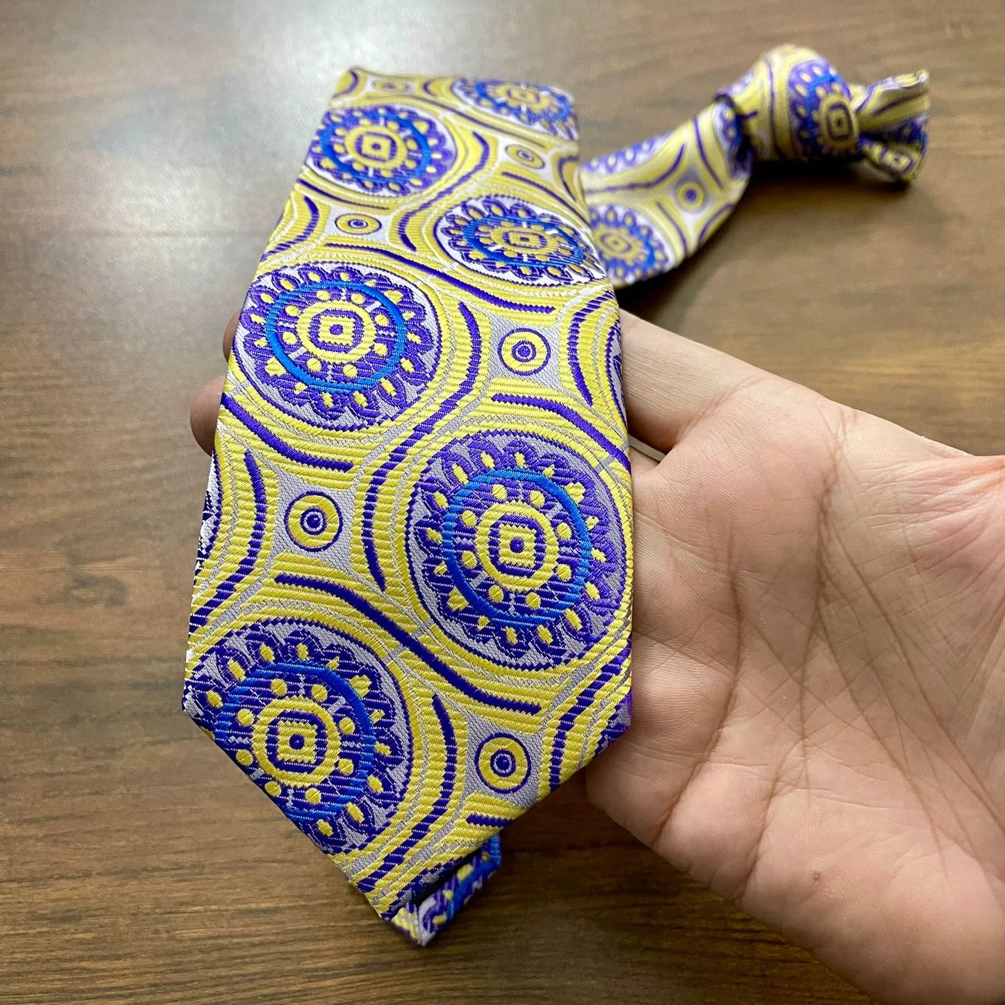 Yellow Purple Neck Tie Set For Men