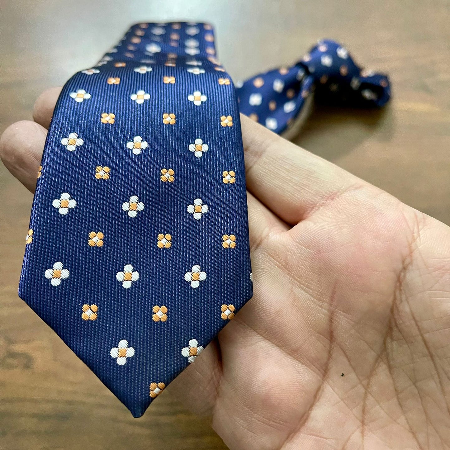 Dark Blue Floral Slim Neck Tie