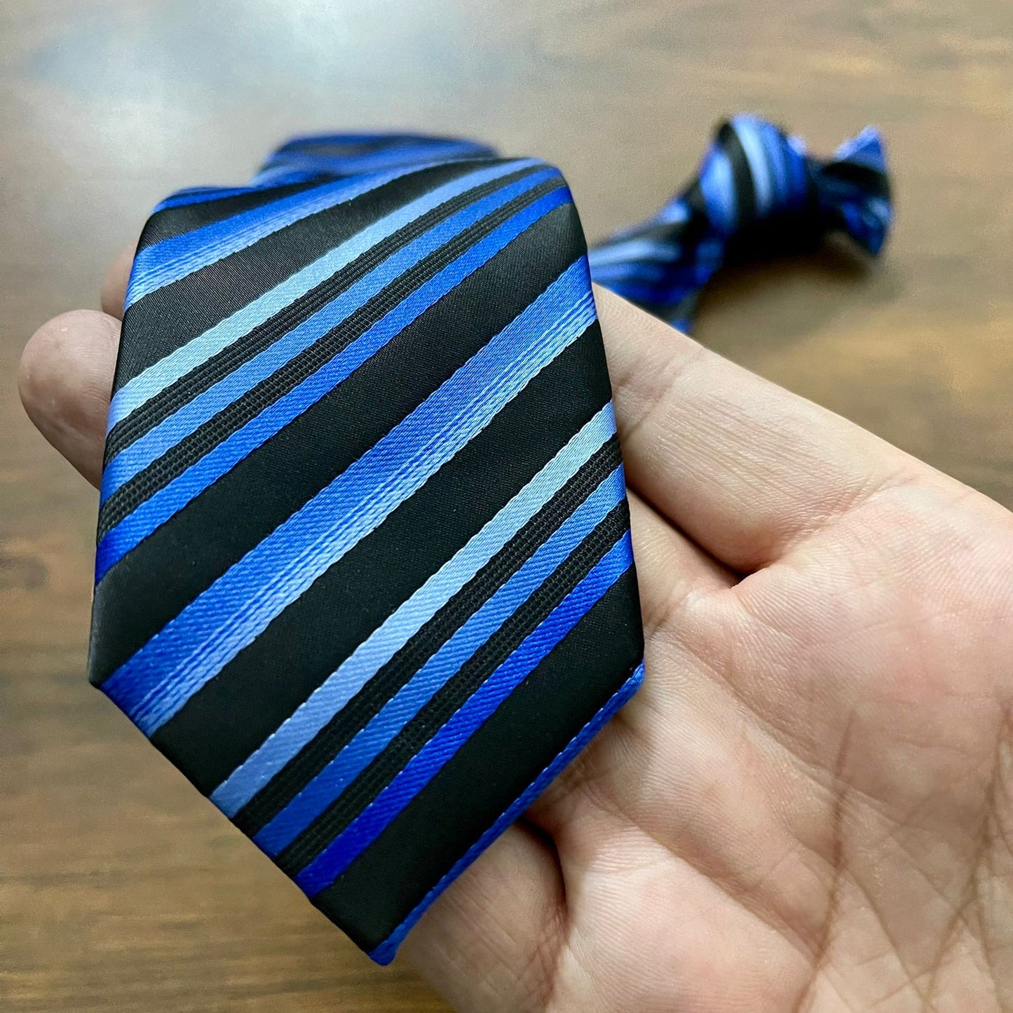 Dark Blue Stripe Slim Neck Tie