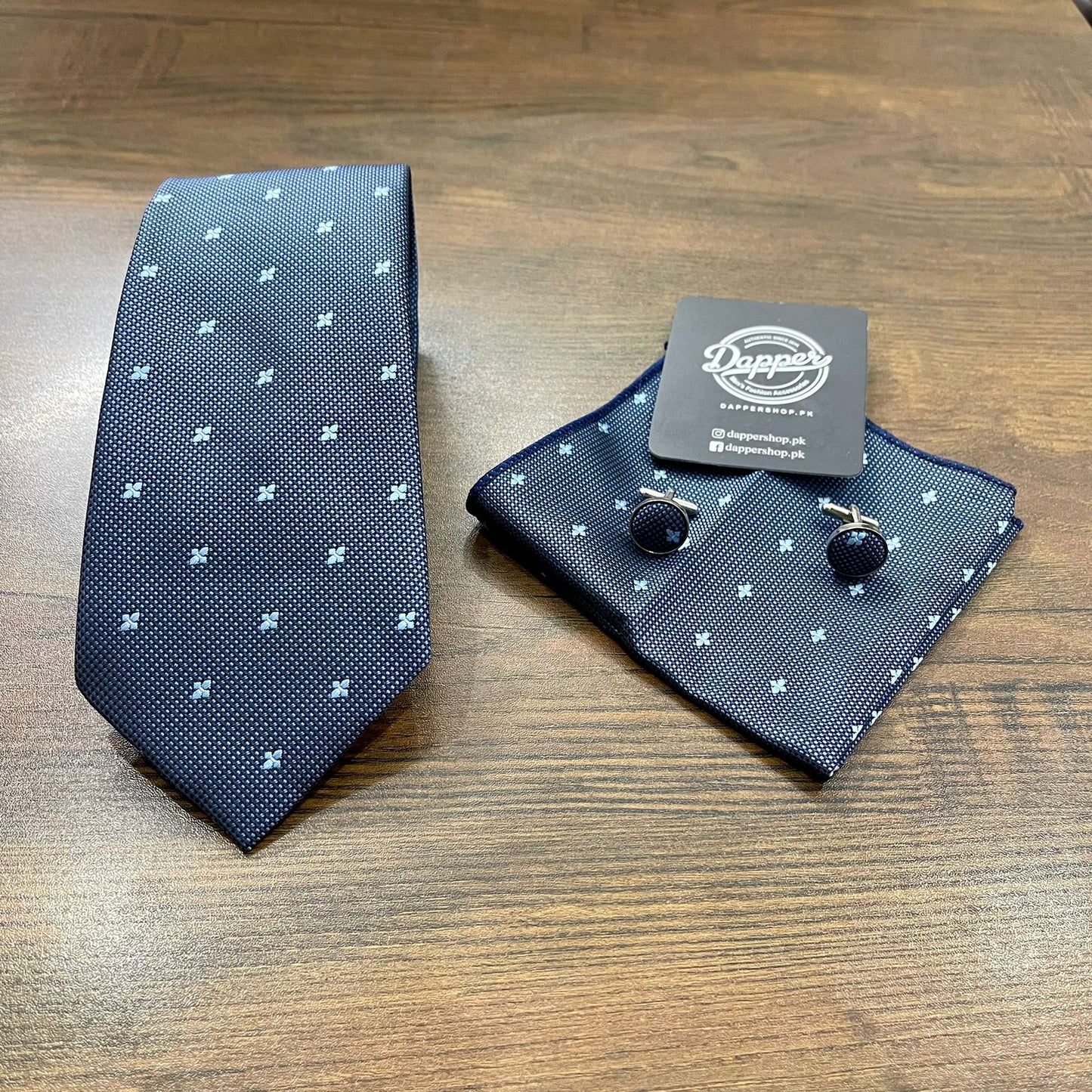 Blue Star Jacquard Tie Set For Men