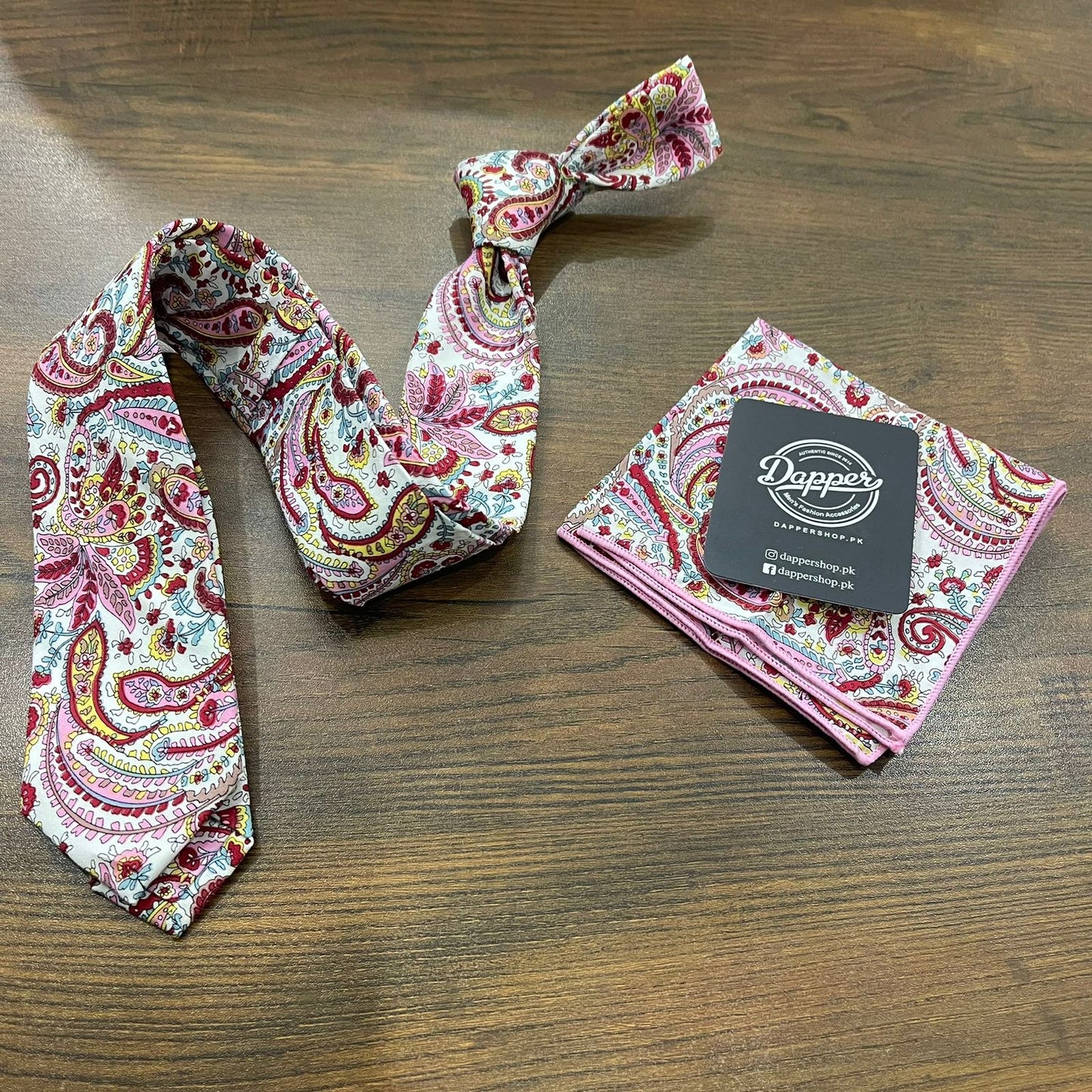 Red Paisley Cotton Printed Tie Set