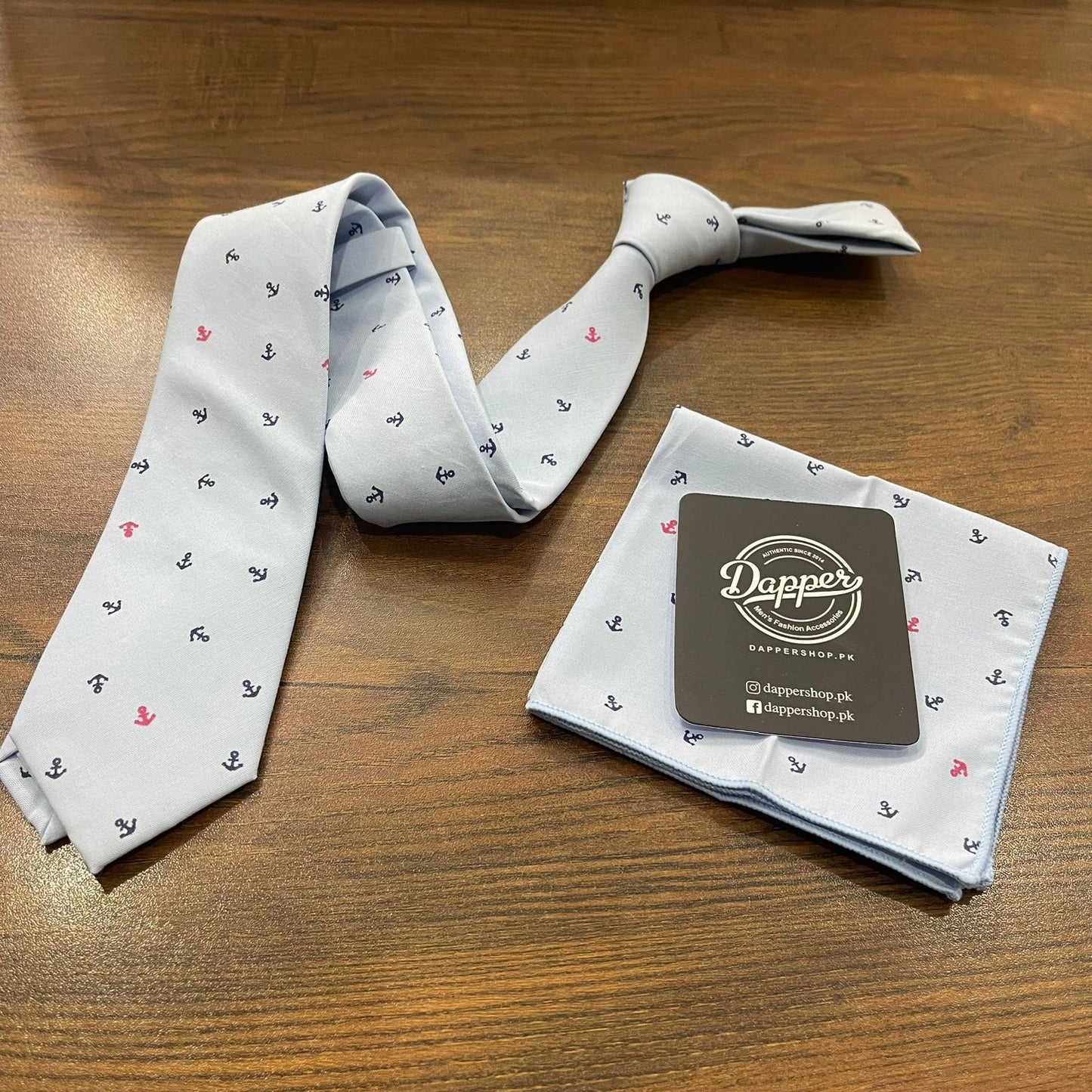 Anchor Printed Cotton Tie Set For Men