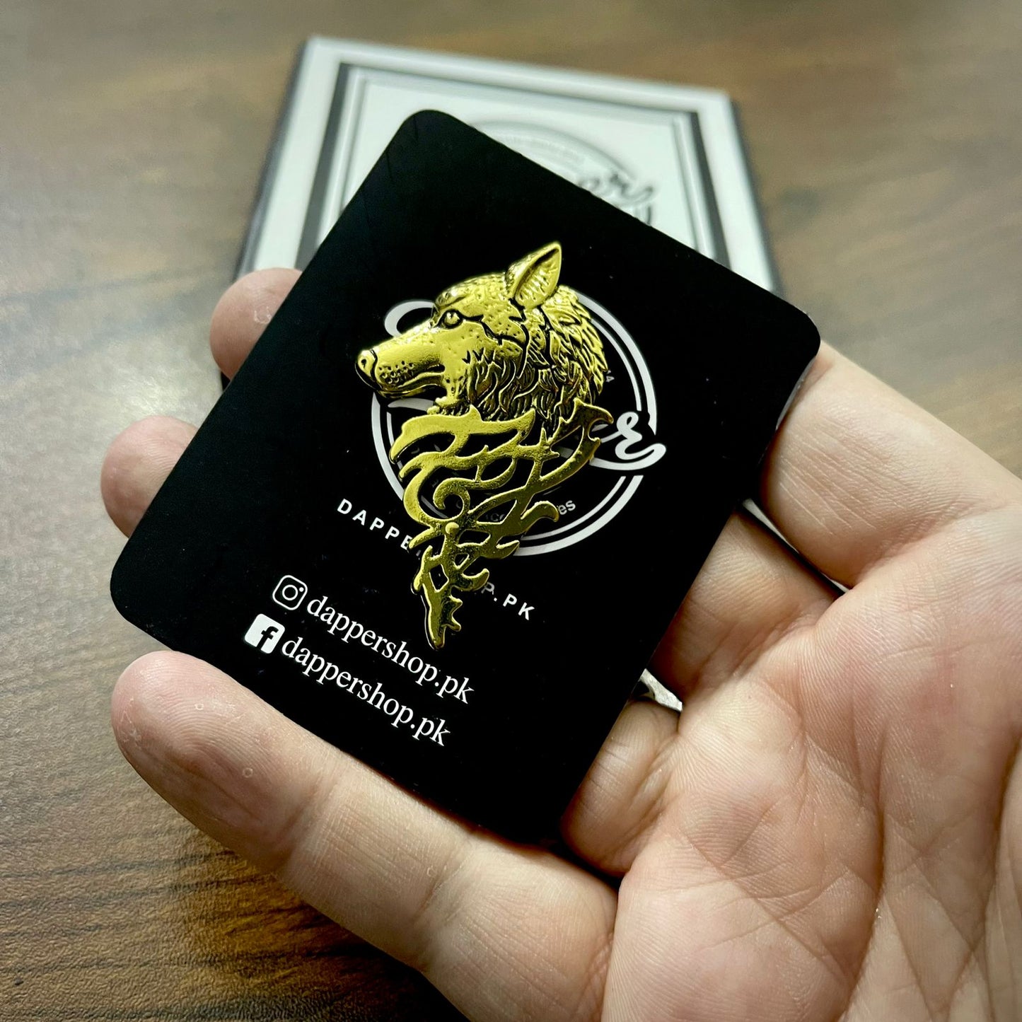 Golden Wolf head brooch lapel pin for men online in Pakistan